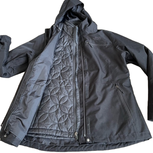 NORTH FACE 3-in-1 Black Shell & Quilted Jacket, Fall & Winter Coat, Women XL